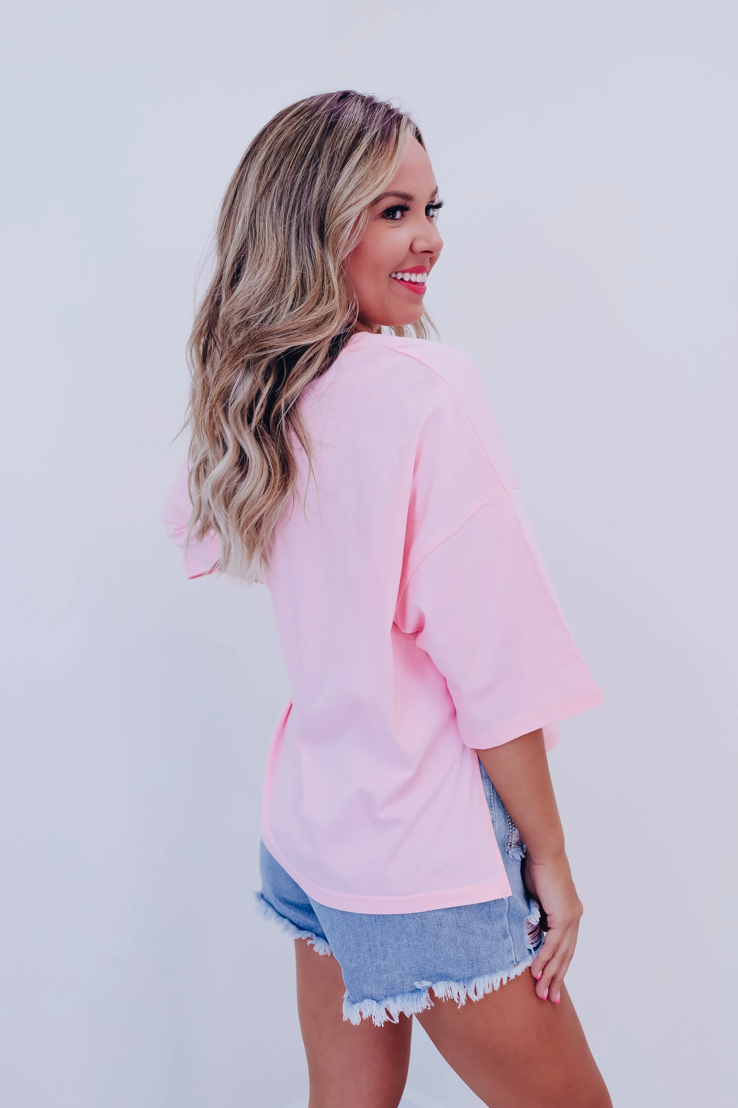 Here For The Party Graphic Top - Pink