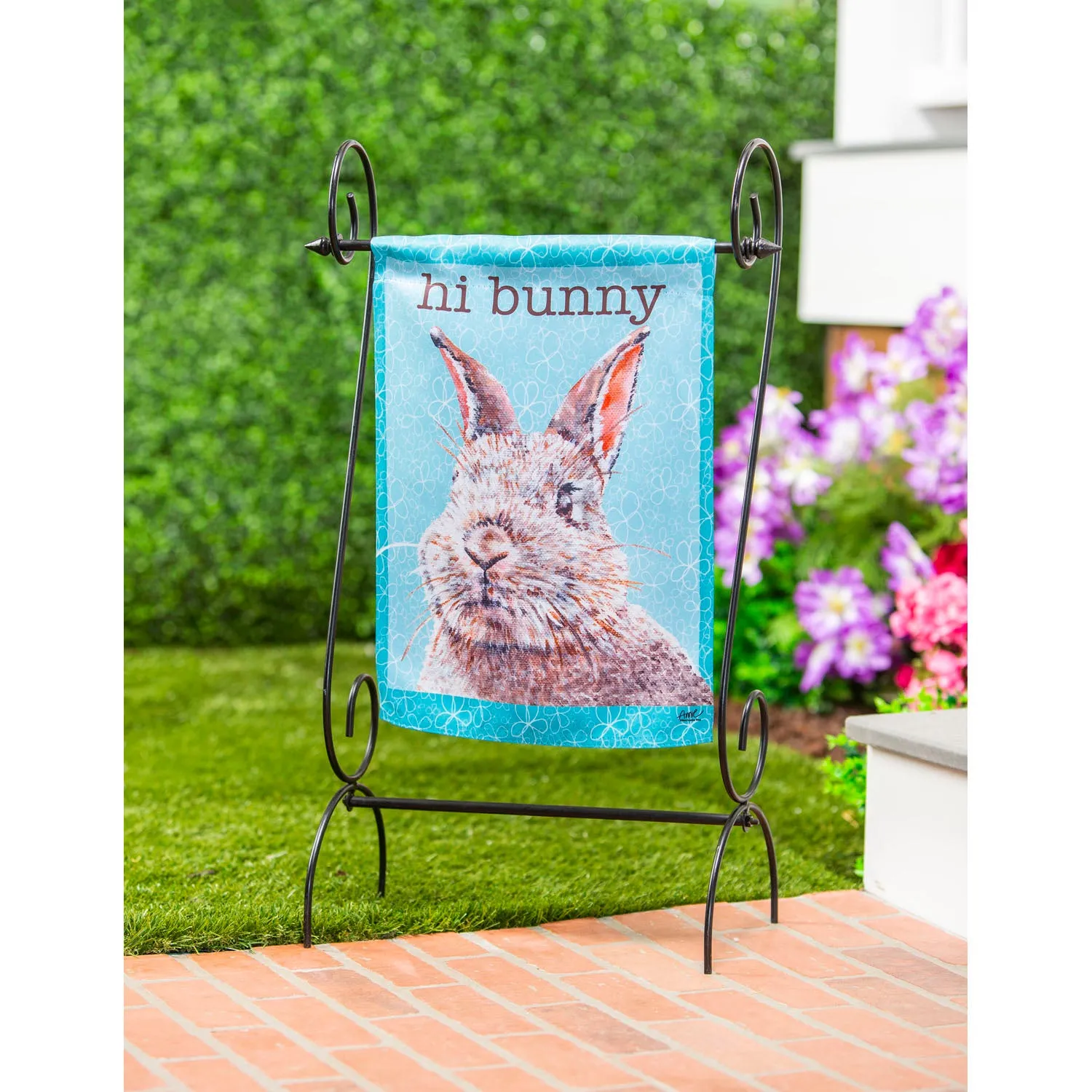 Hi Bye Bunny Reversible Garden Suede Flag,14s10300fb