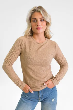 High Ambitions Brown Floral Textured Knit Fitted Top  FINAL SALE