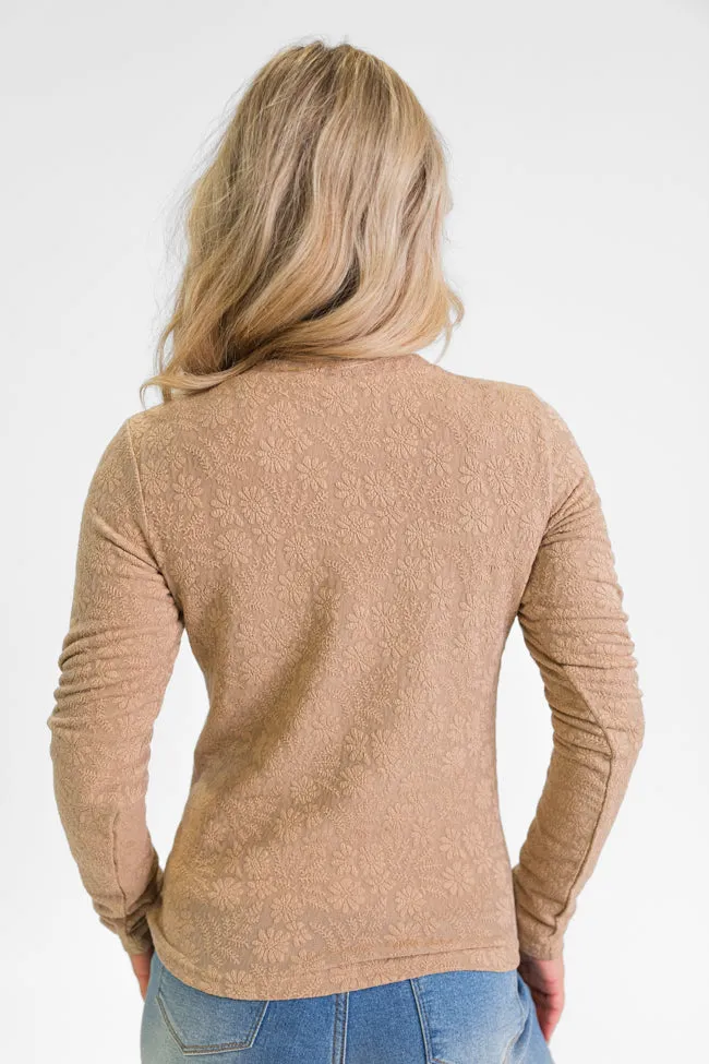 High Ambitions Brown Floral Textured Knit Fitted Top  FINAL SALE