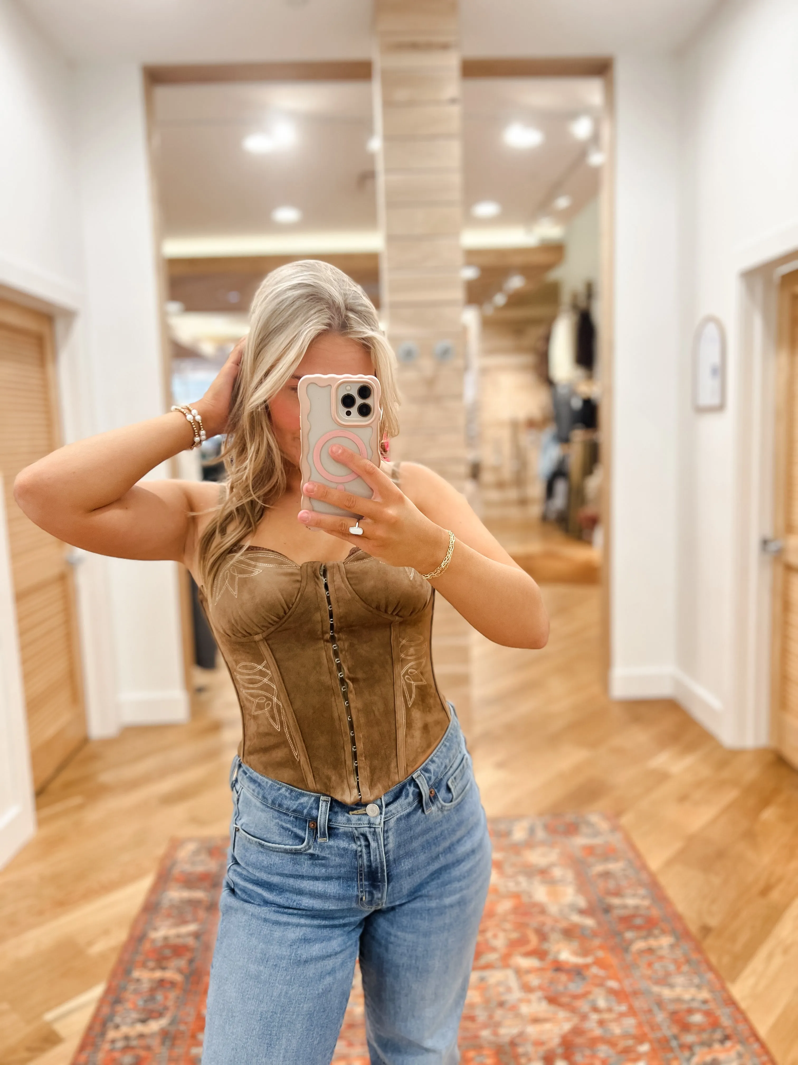 Jameson Suede Embroidered Western Tank