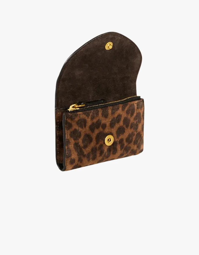 Jerome Dreyfuss Helmut PM Wallet in Imprimé Léopard Naturel Split Suede