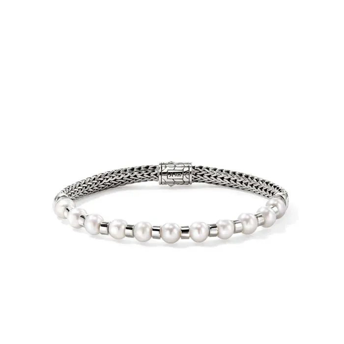 John Hardy "JH Essential"  Pearl Bracelet in Sterling Silver