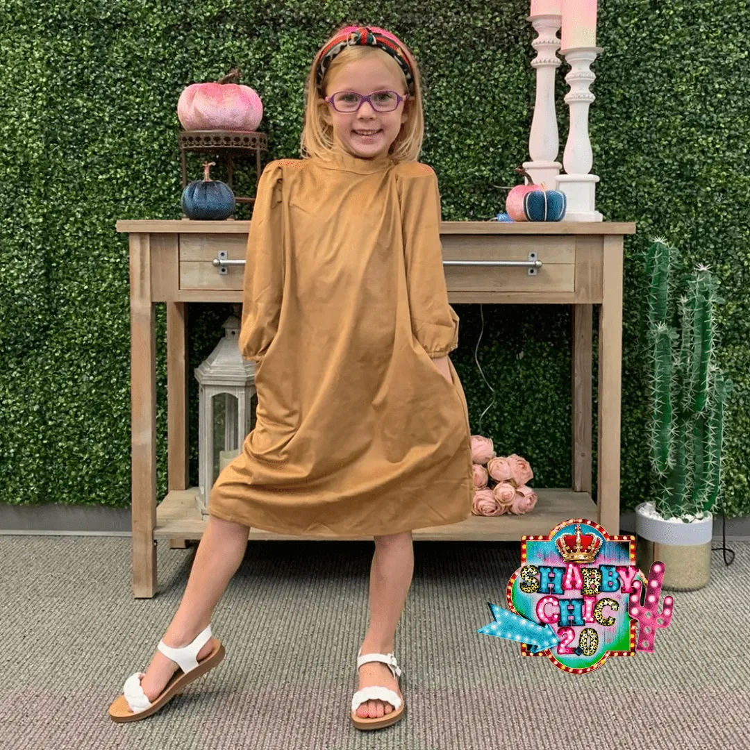 Kids Brown Suede Dress