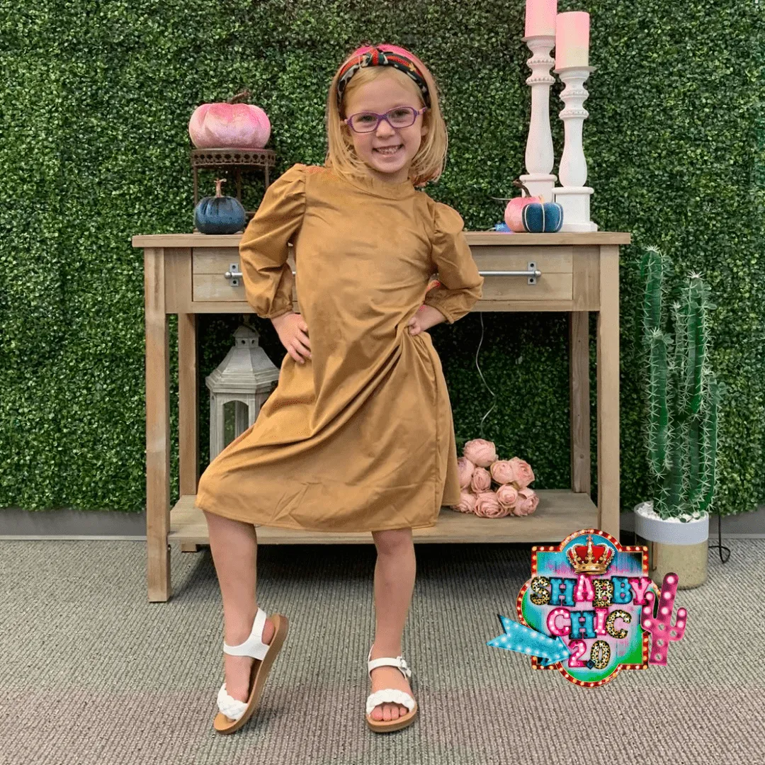 Kids Brown Suede Dress