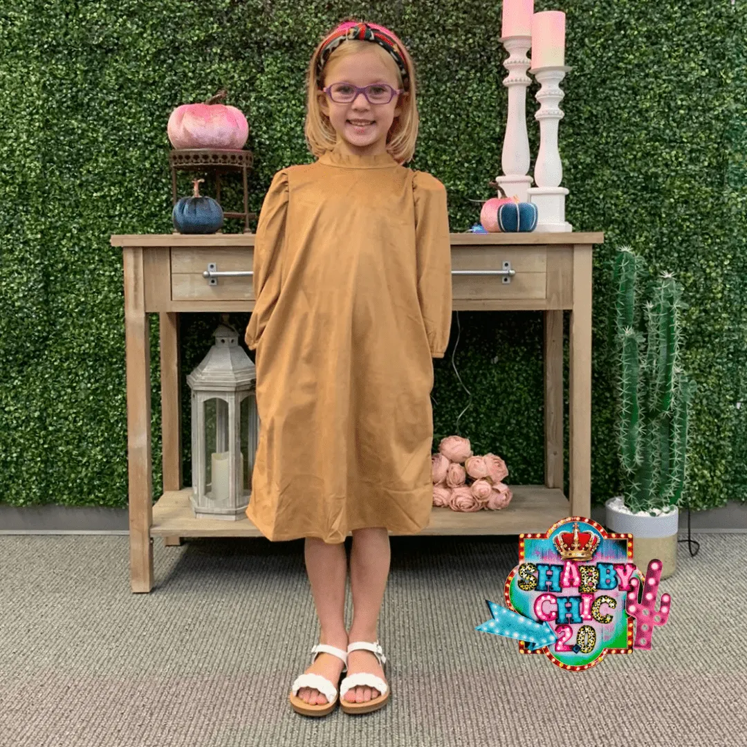Kids Brown Suede Dress