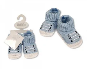 Knitted Baby Boys Booties with Laces Decoration-270