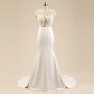 Lace Prom Dresses,White Prom Dress,Applique Evening Dress