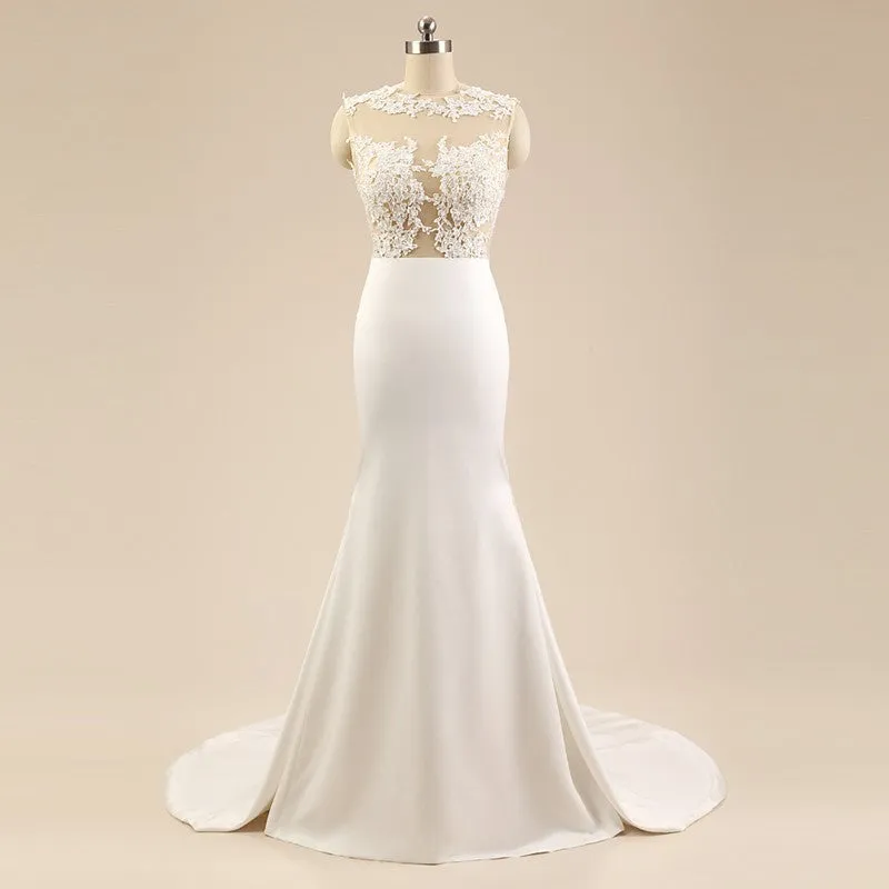 Lace Prom Dresses,White Prom Dress,Applique Evening Dress