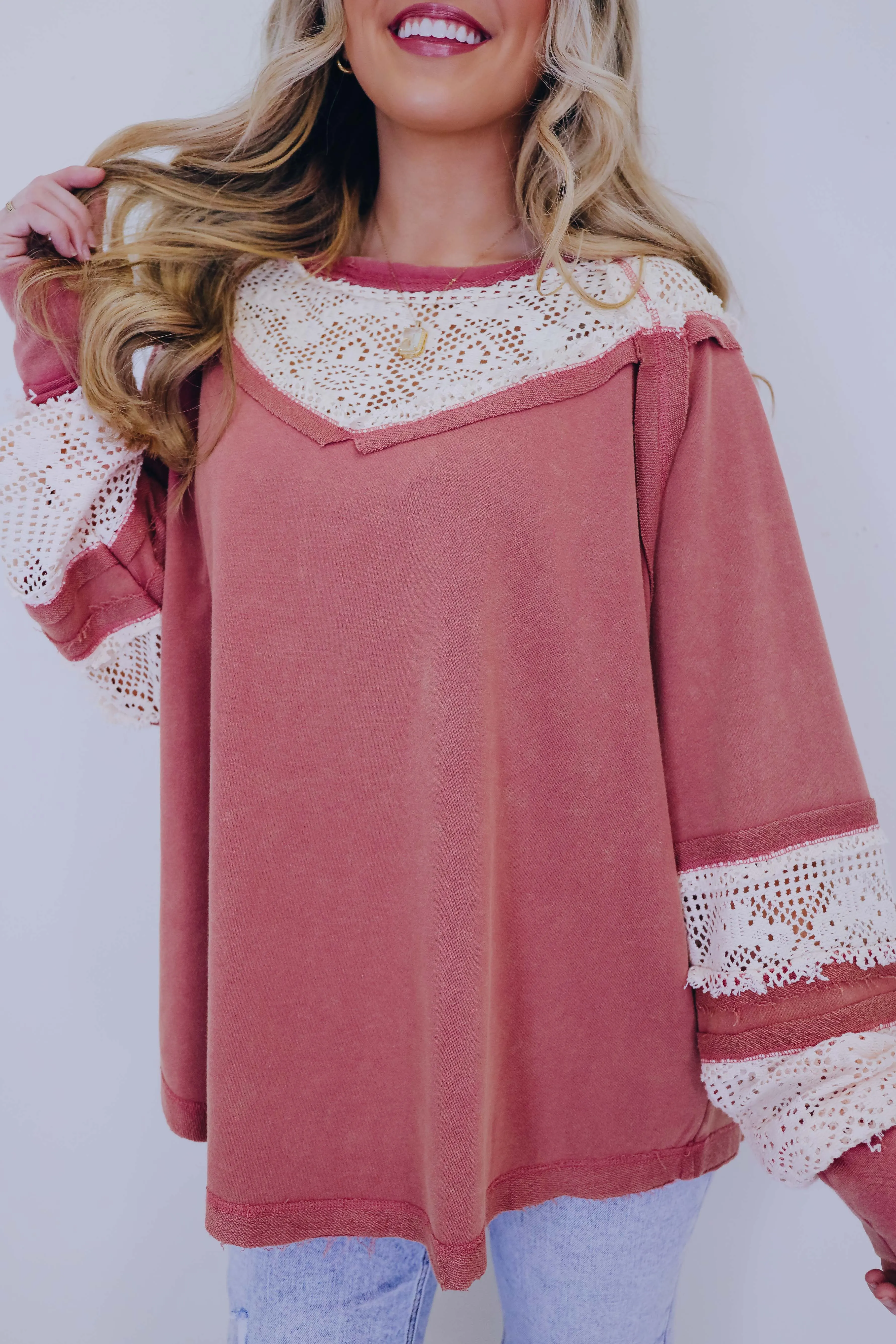 Leisurely Lace Pullover Top