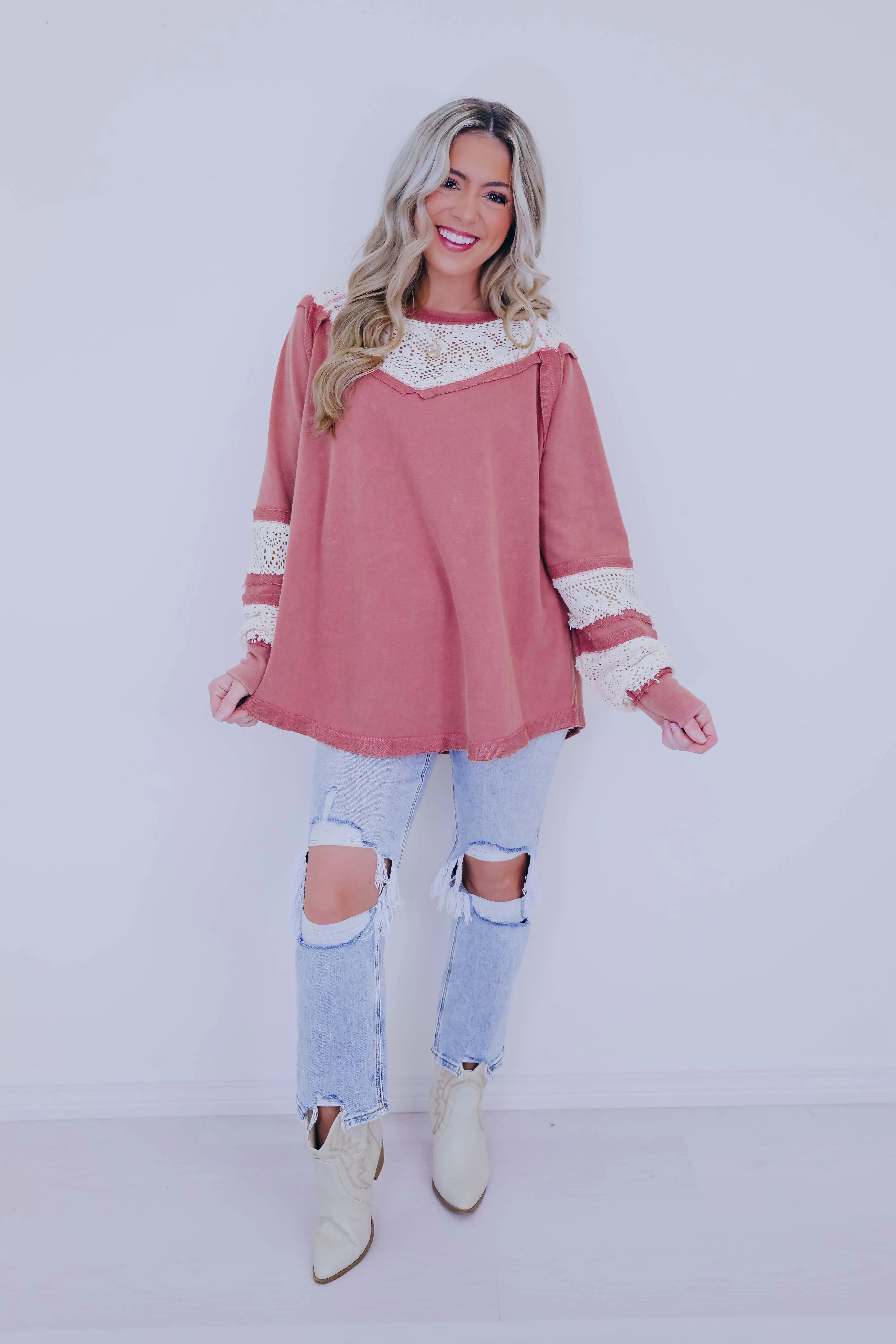 Leisurely Lace Pullover Top