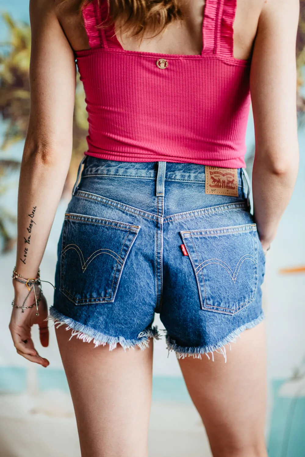 Levi’s 501 High Rise Bleach Dip Denim Shorts for Women | 56327-0400