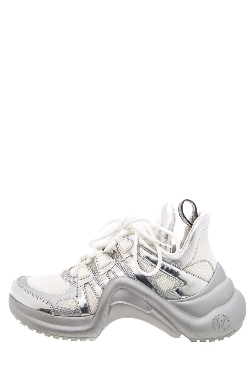 Louis Vuitton Silver & White Archlight Sneakers SZ 41