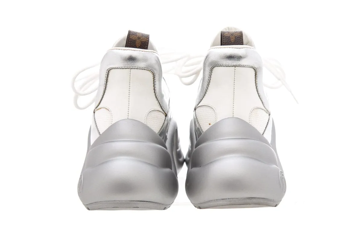 Louis Vuitton Silver & White Archlight Sneakers SZ 41