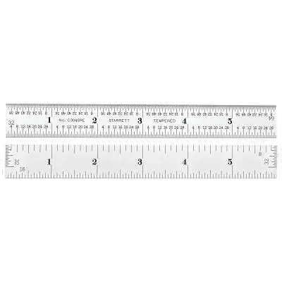 L.S. Starrett Steel Rules, 6 in, 4R, Steel, Semi-Flexible, 51343