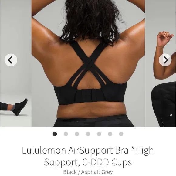 Lululemon AirSupport Bra *High Support, C-DDD Cups, Black / Asphalt, 38DD