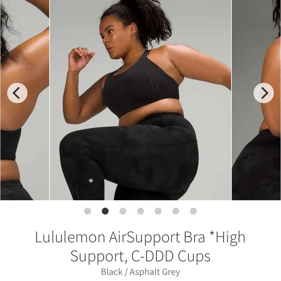 Lululemon AirSupport Bra *High Support, C-DDD Cups, Black / Asphalt, 38DD