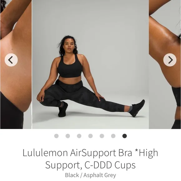 Lululemon AirSupport Bra *High Support, C-DDD Cups, Black / Asphalt, 38DD