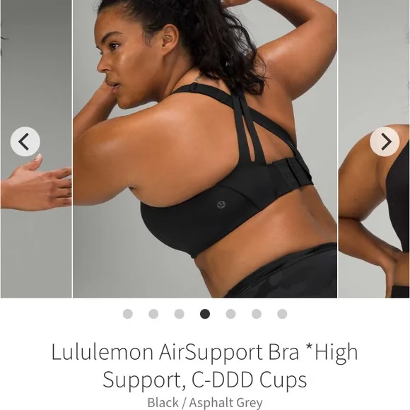 Lululemon AirSupport Bra *High Support, C-DDD Cups, Black / Asphalt, 38DD