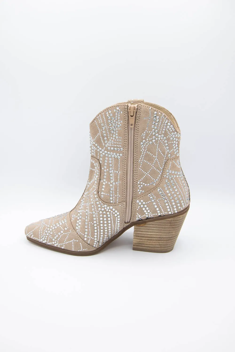 Matisse Heidi Rhinestone Cowboy Booties for Women in Natural | HEIDI-NATURAL