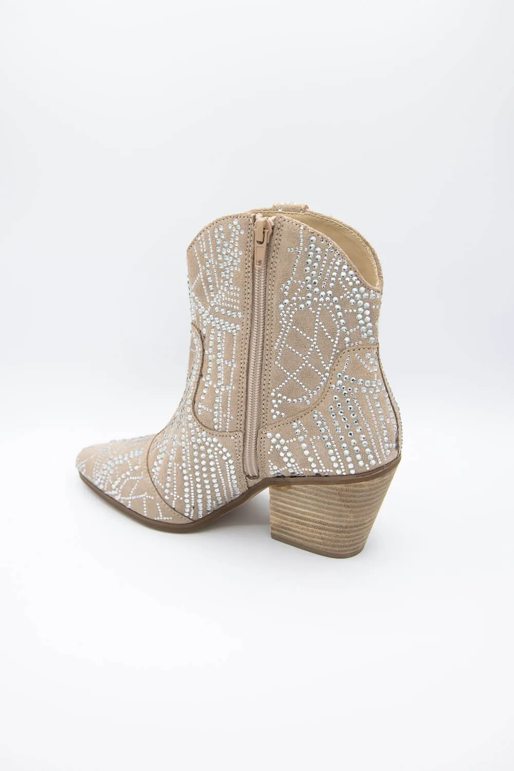 Matisse Heidi Rhinestone Cowboy Booties for Women in Natural | HEIDI-NATURAL