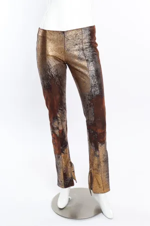 Metallic Suede Leather Pant