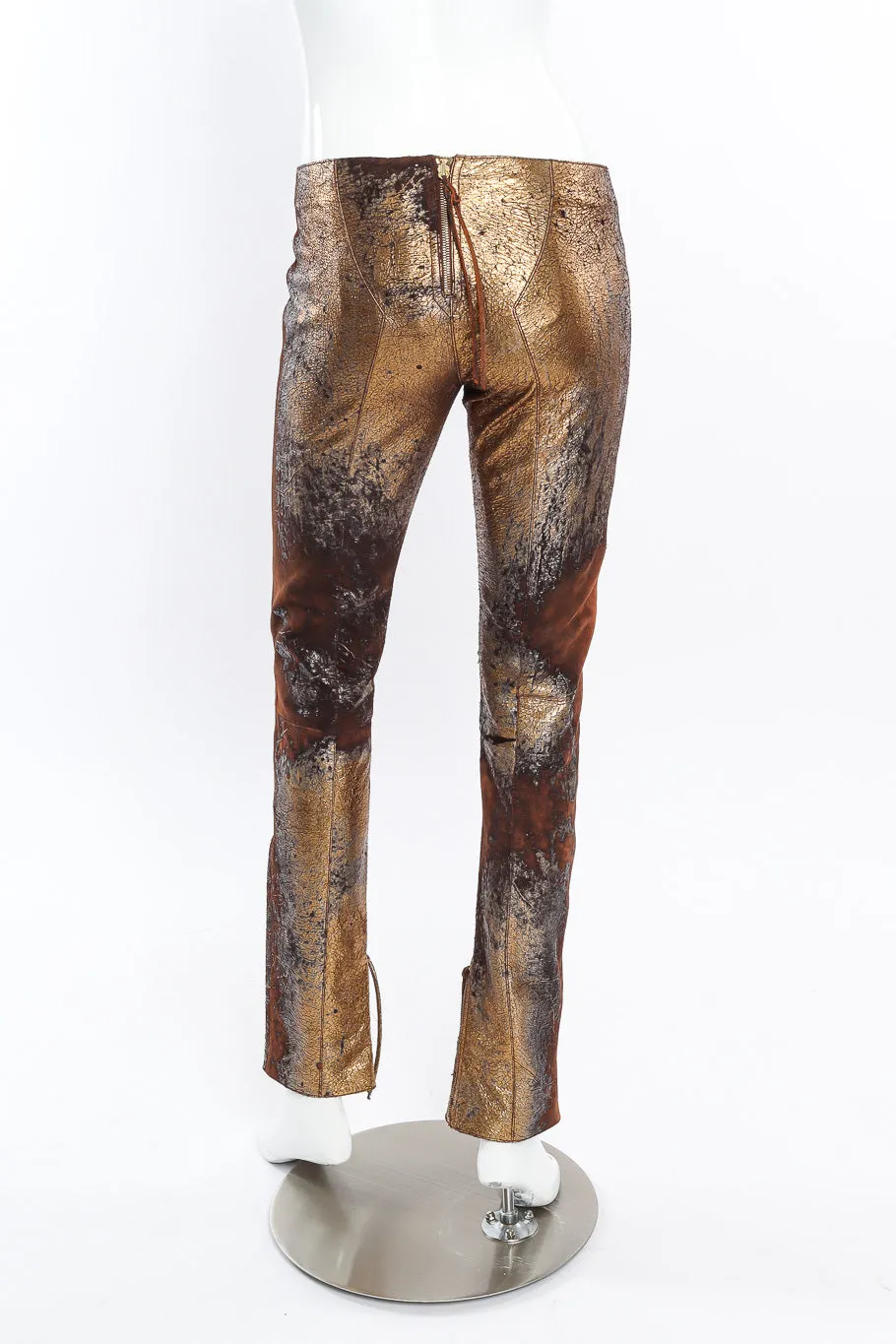 Metallic Suede Leather Pant