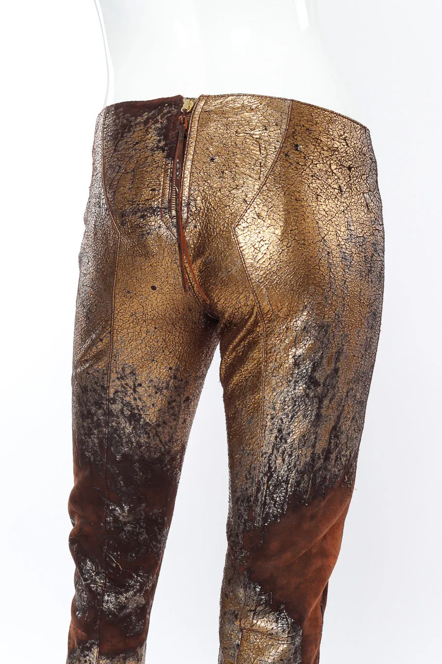 Metallic Suede Leather Pant