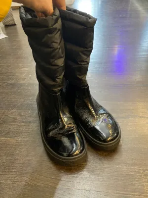 Moncler Black Patent Rubber Bottom and Top Puffer Boots