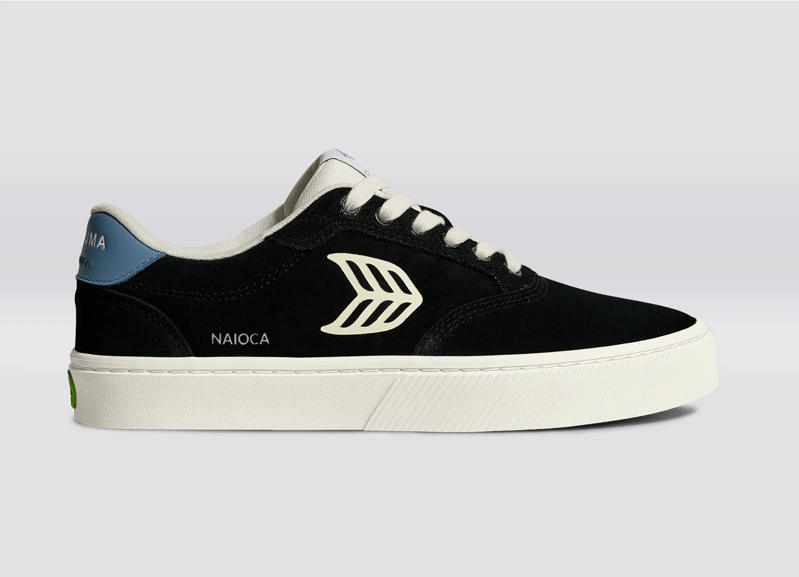 NAIOCA Black Suede Ivory Logo Washed Blue Sneaker Women