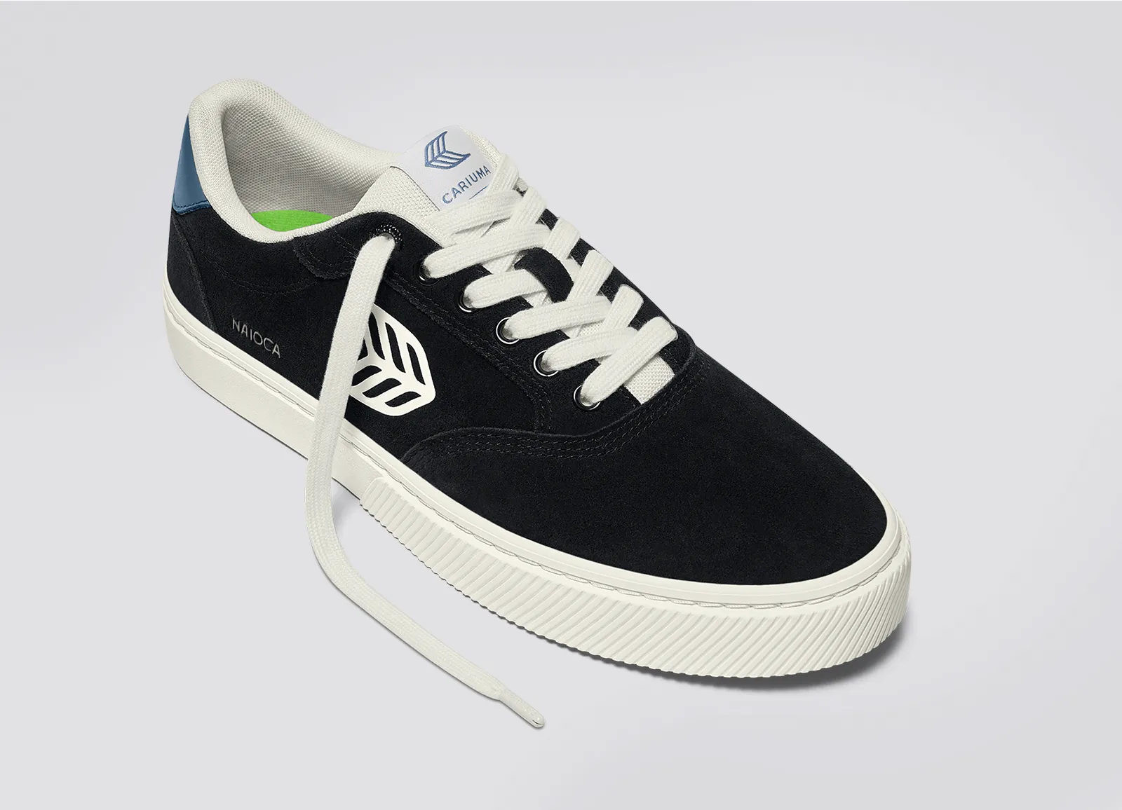 NAIOCA Black Suede Ivory Logo Washed Blue Sneaker Women