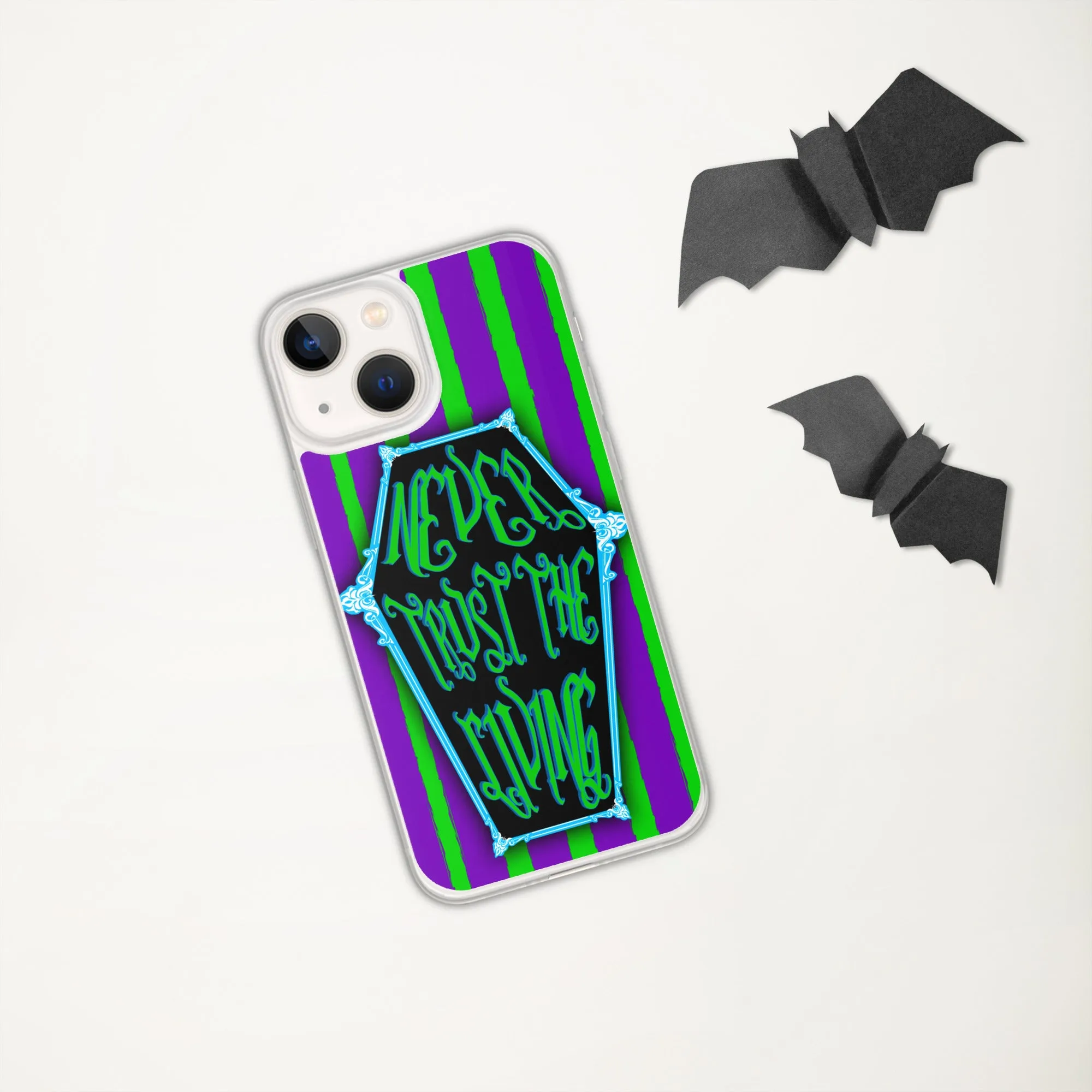 Never Trust the Living Coffin Stripe iPhone Case