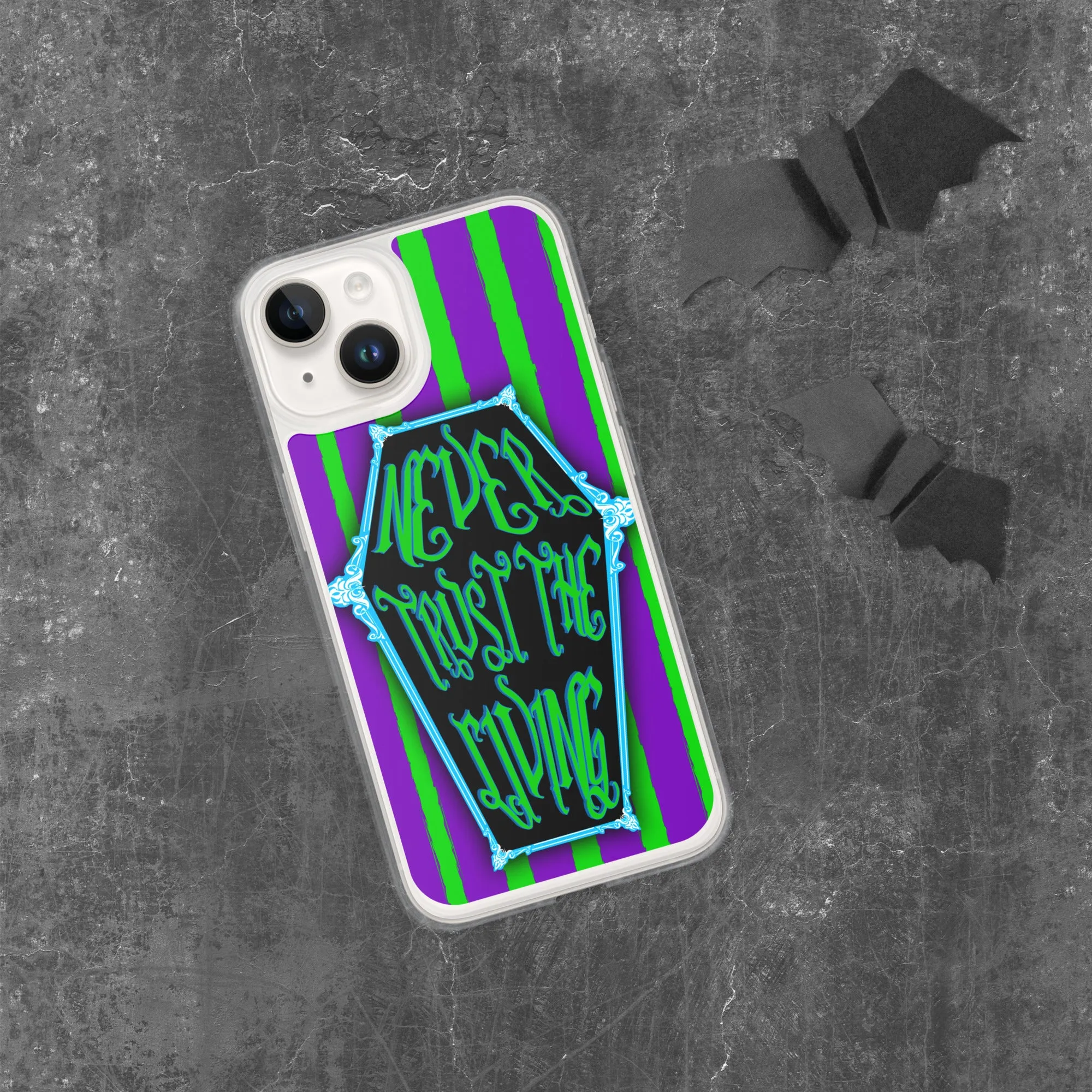 Never Trust the Living Coffin Stripe iPhone Case