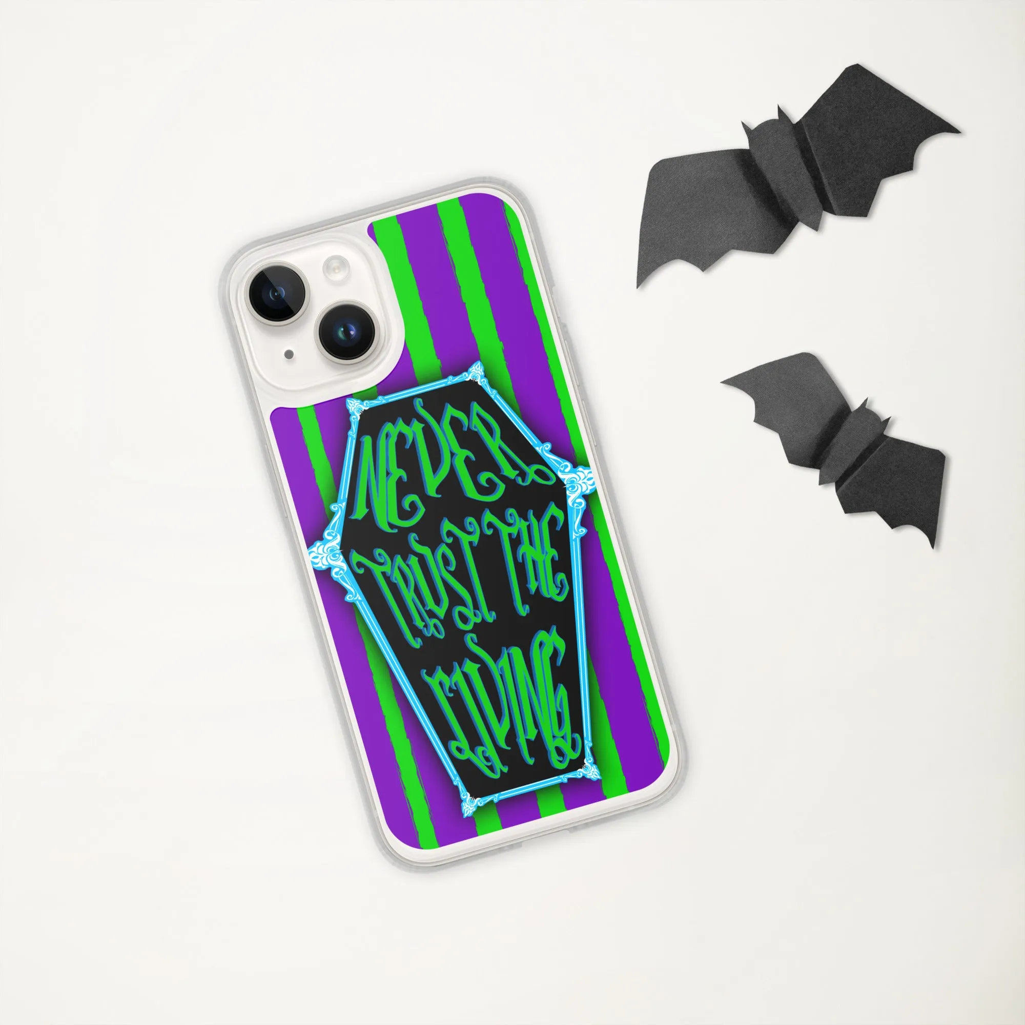 Never Trust the Living Coffin Stripe iPhone Case