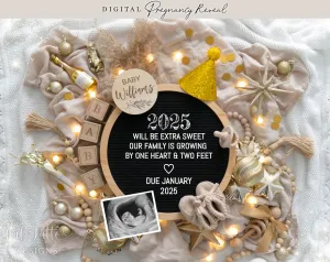 New Years Digital Baby Announcement - Gold Hat