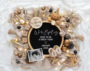 New Years Digital Baby Announcement - Little Bear - Expecting