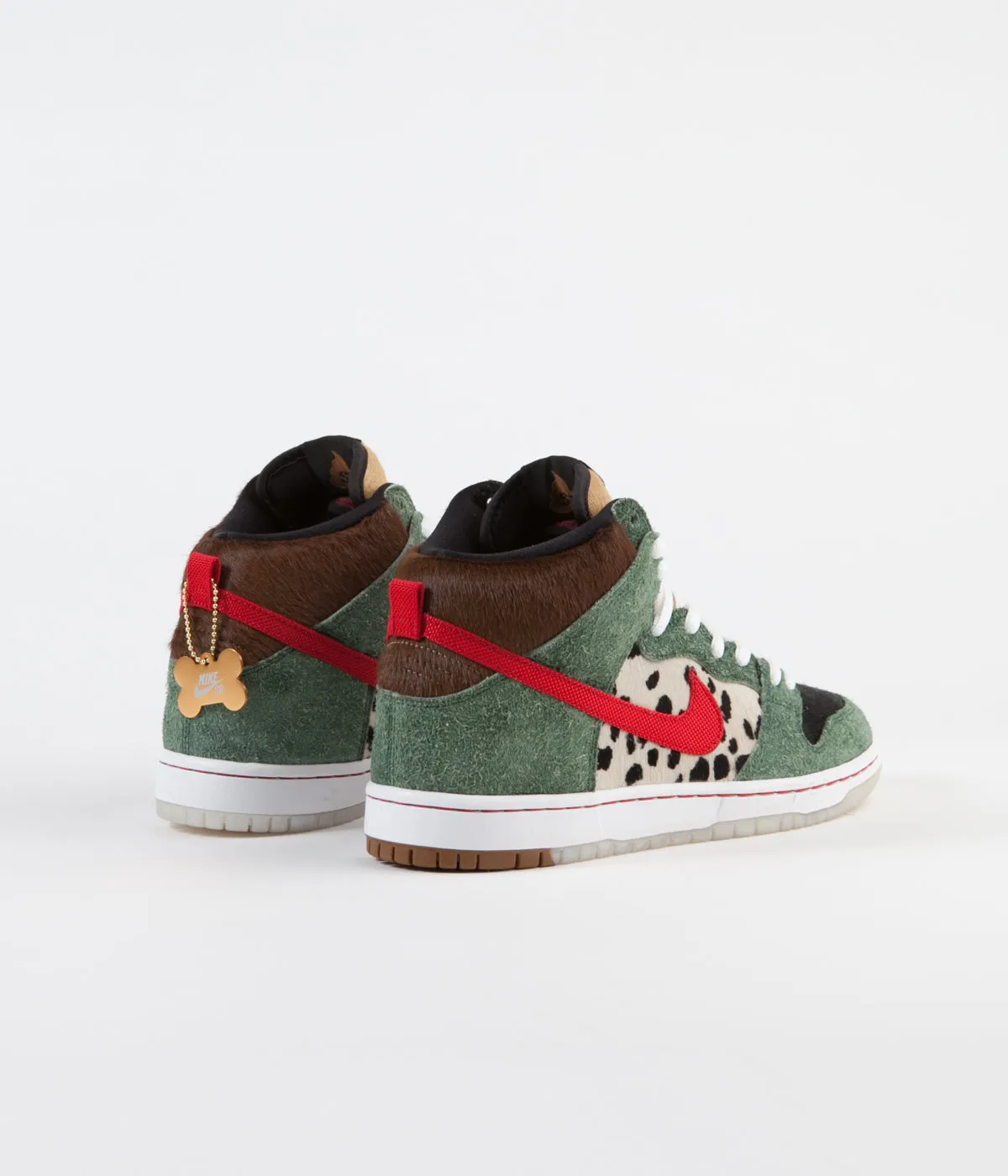 Nike SB Dunk High 'Dog Walker' Shoes - Fir / University Red - Black - White