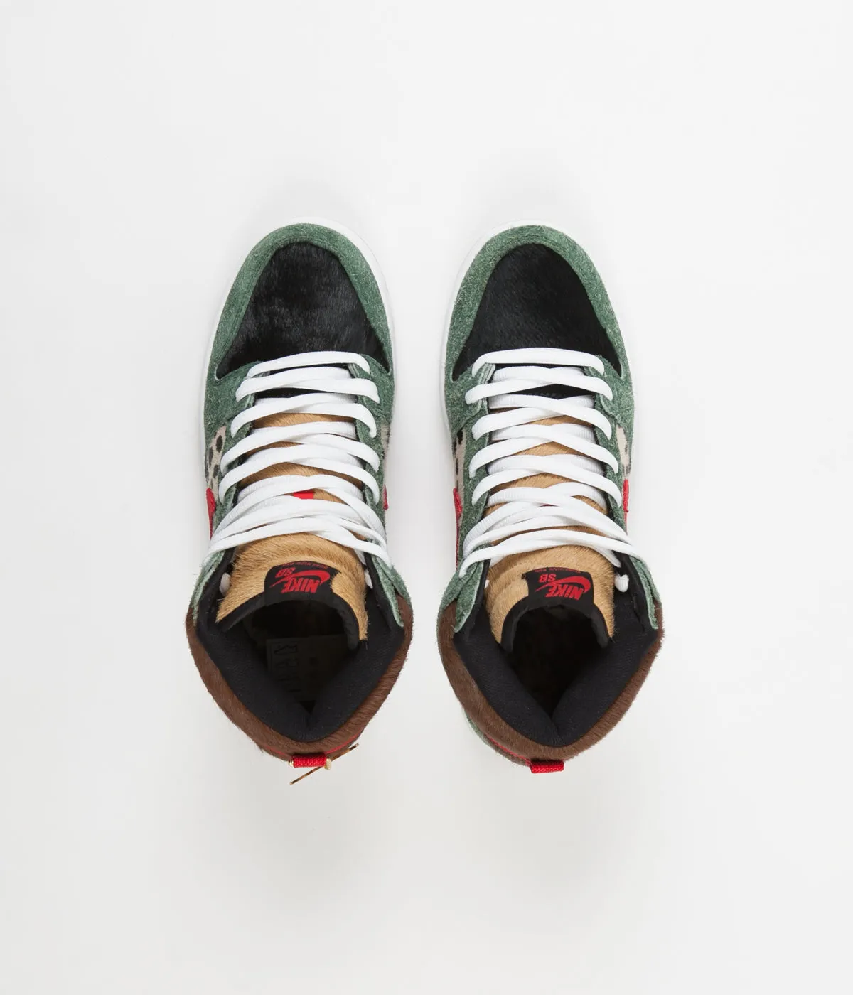 Nike SB Dunk High 'Dog Walker' Shoes - Fir / University Red - Black - White