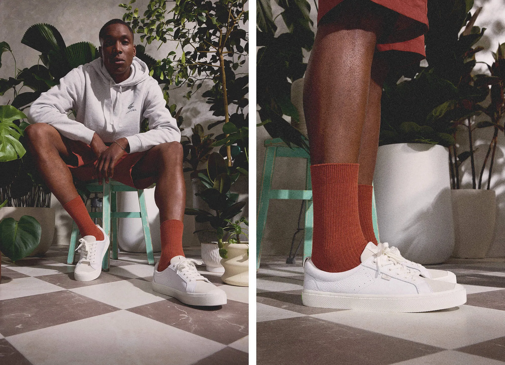 OCA Low Beige Premium Leather Nude Suede Sneaker Men
