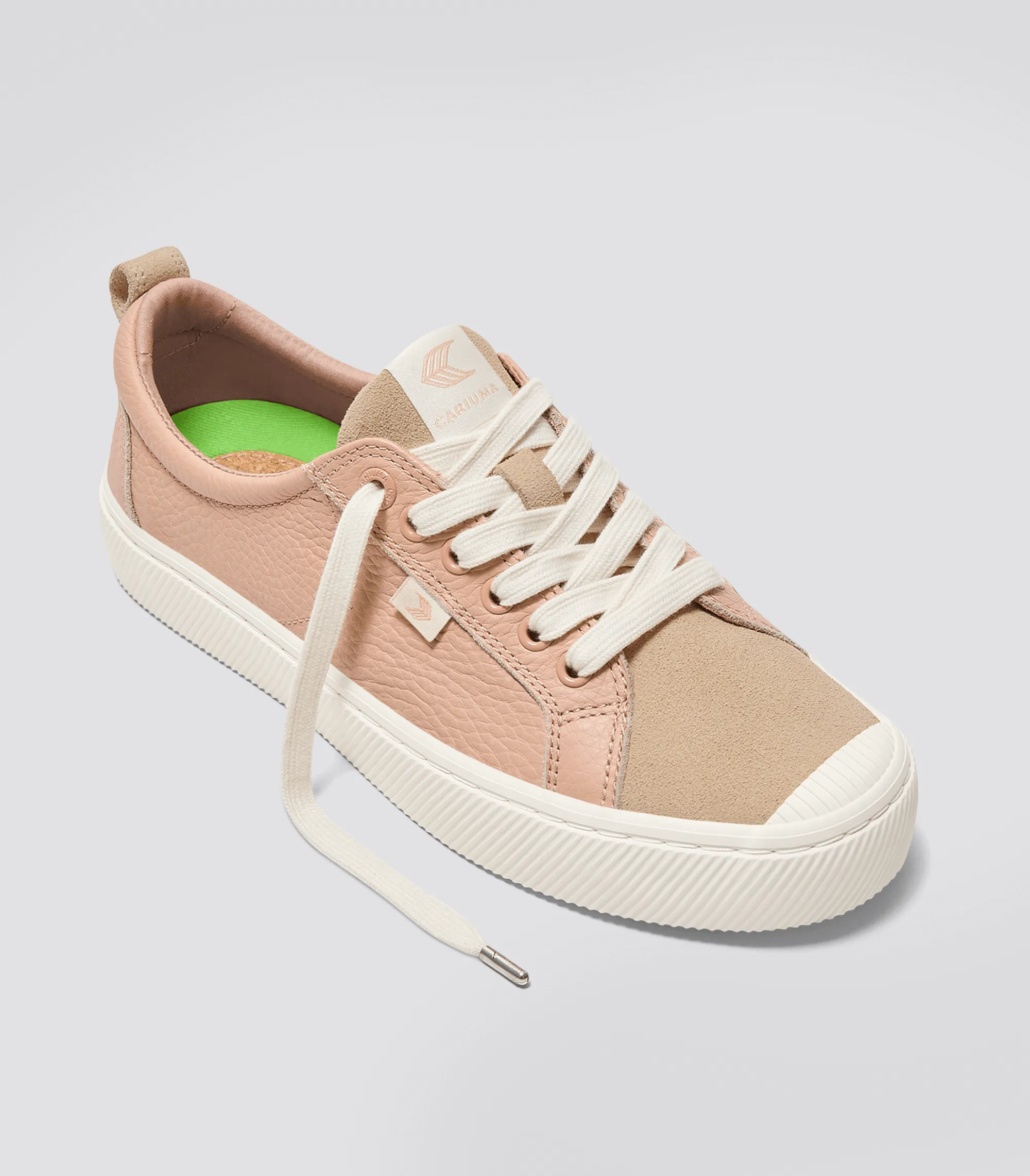 OCA Low Beige Premium Leather Nude Suede Sneaker Men