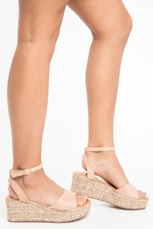 Pink Faux Suede Metallic Insert Wedges - Marykate