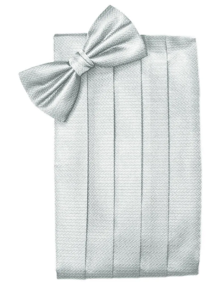Platinum Herringbone Cummerbund