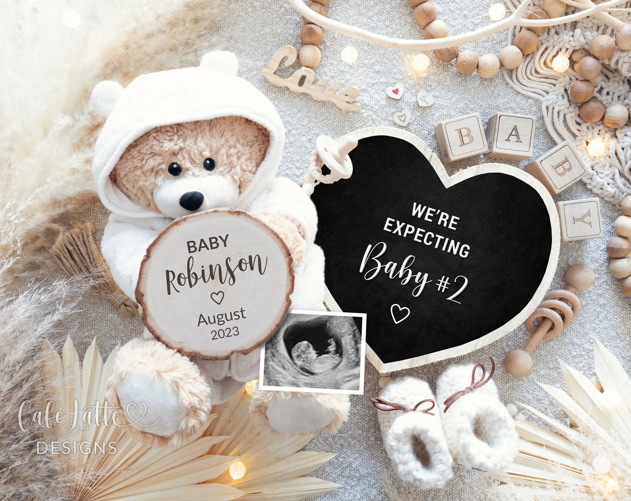 Pregnancy Announcement Digital Reveal With Bear, Baby Announcement Social Media