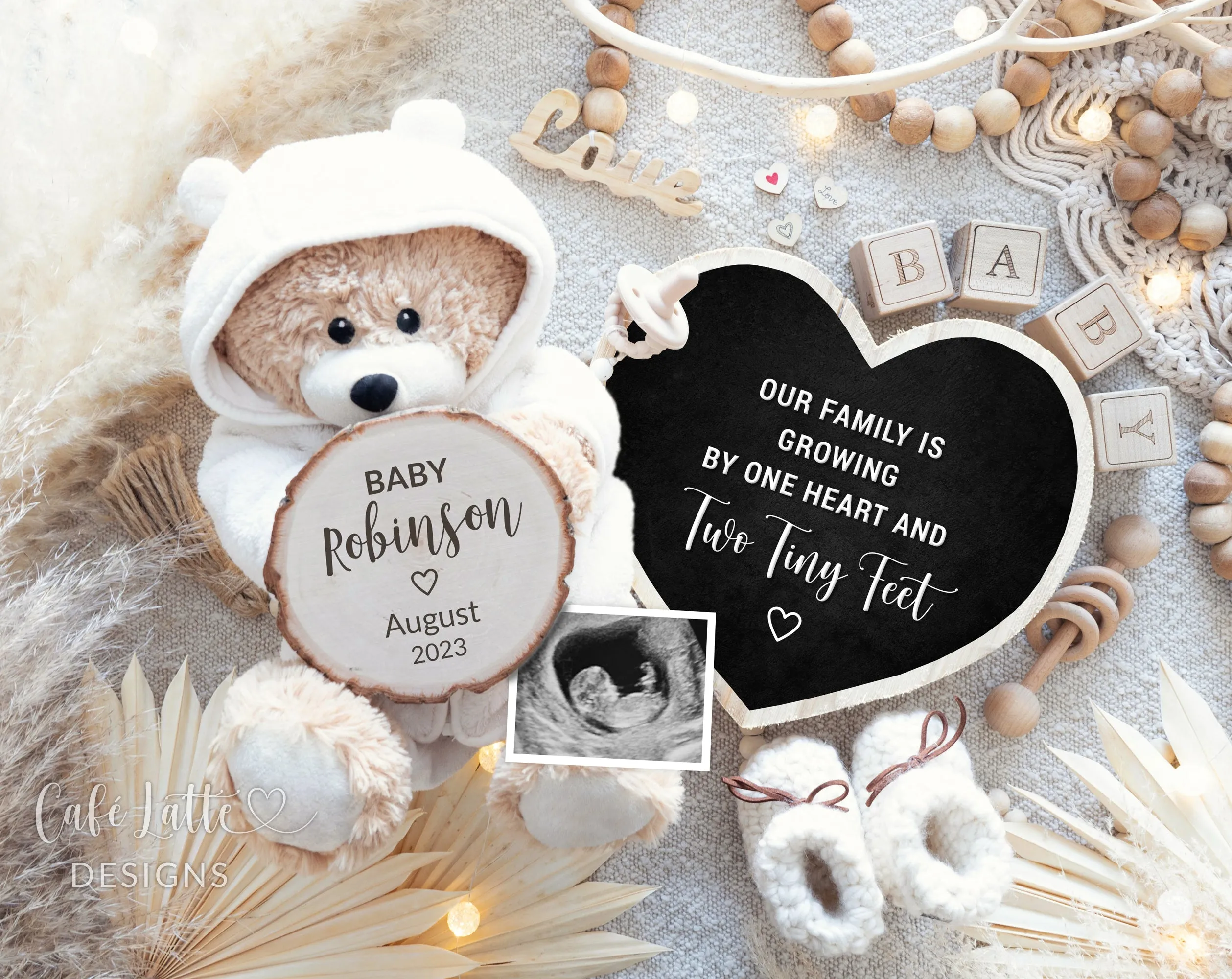 Pregnancy Announcement Digital Reveal With Bear, Baby Announcement Social Media