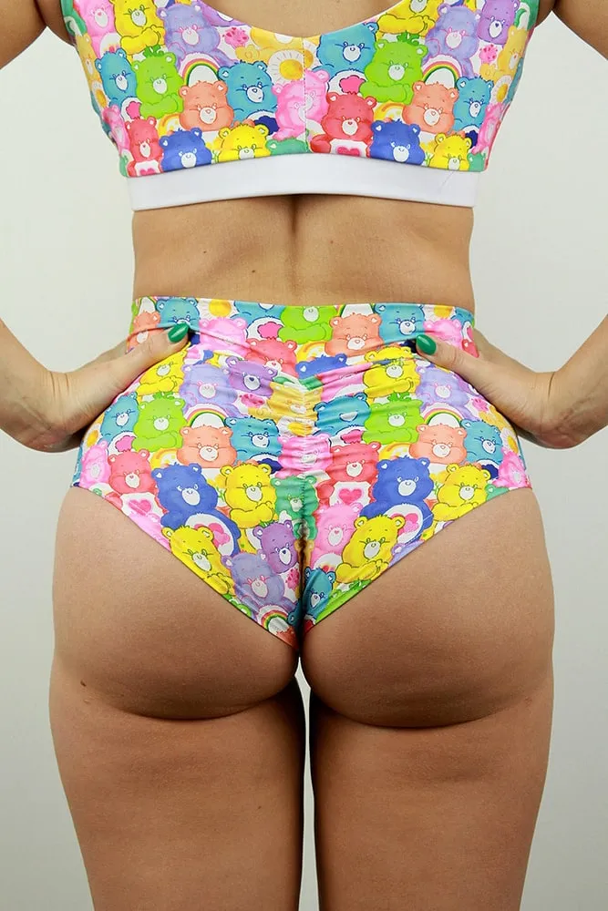 Rarr Mid Waisted Brazil Scrunchie Bum Shorts - CareBear