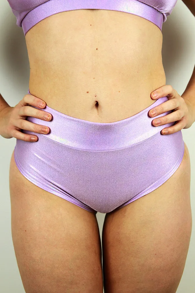 Rarr Mid Waisted Brazil Scrunchie Bum Shorts - Jade Sparkle