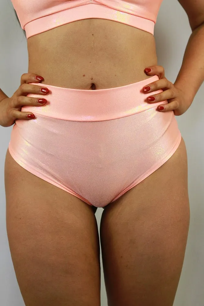 Rarr Mid Waisted Brazil Scrunchie Bum Shorts - Jade Sparkle