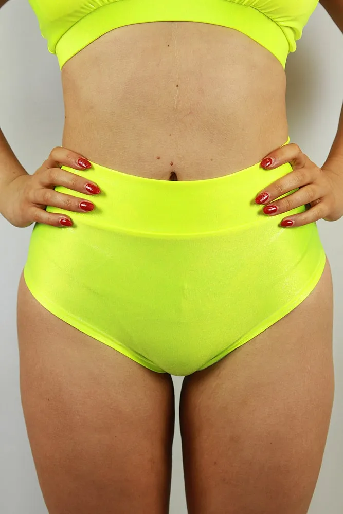 Rarr Mid Waisted Brazil Scrunchie Bum Shorts - Jade Sparkle