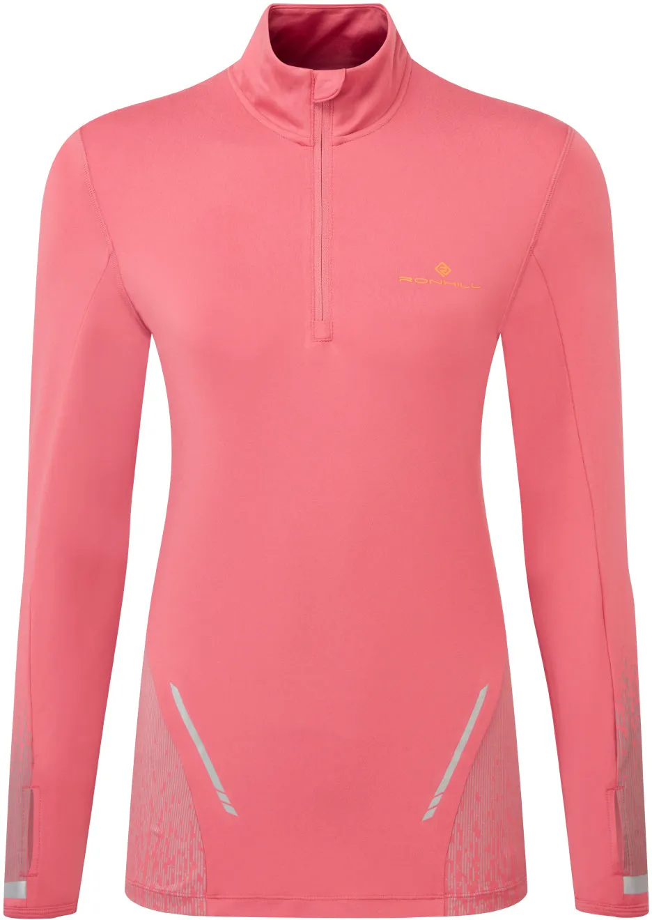 Ronhill Tech Reflect Half Zip Long Sleeve Womens Running Top - Pink