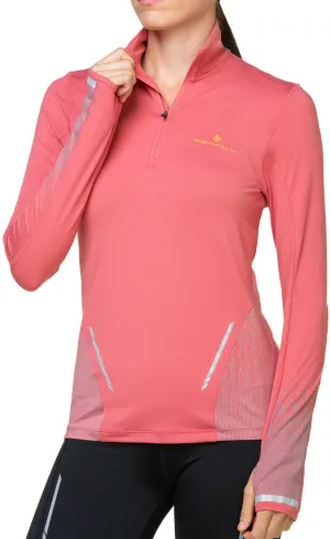 Ronhill Tech Reflect Half Zip Long Sleeve Womens Running Top - Pink